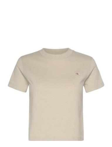 Calvin Klein Jeans Woven Label Peached Baby Tee Beige