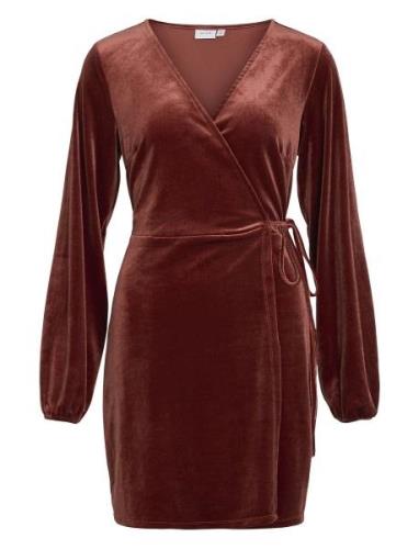 Vila Vikatja L/S Short Velvet Wrap Dress/Ka Burgundy