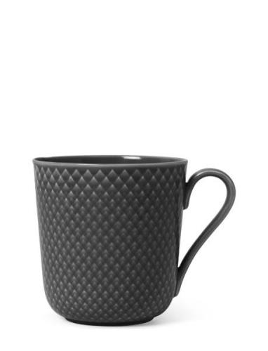 Lyngby Porcelæn Rhombe Earth Mug With Handle 39 Cl Slate Svart