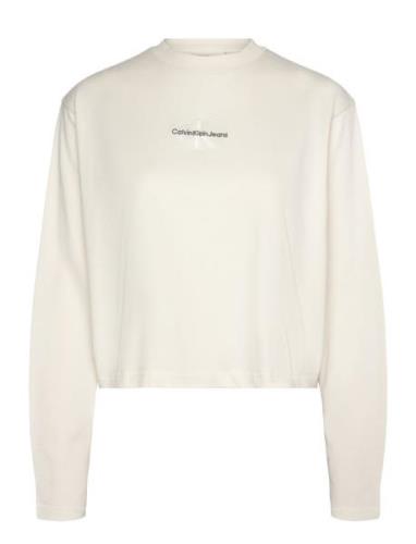 Calvin Klein Jeans Monologo Loose Ls Tee Kräm