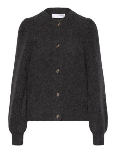 Selected Femme Slflulu Ls Structure Knit Cardigan Grå