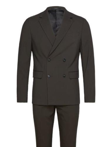 Lindbergh Plain Db Mens Suit - Normal Lenght Khaki Green