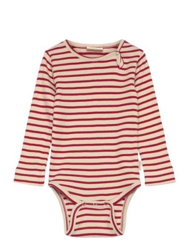 Petit Piao Body L/S Modal Striped Röd