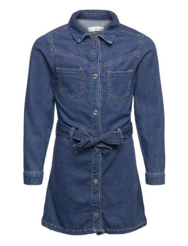 Mango Denim Shirt Dress Blå