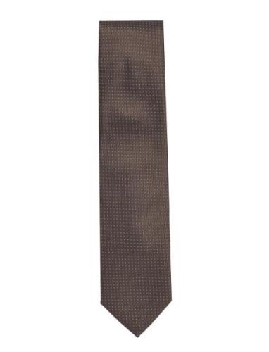 Lindbergh Black Polyester Tie With Dots 7 Cm Khaki Green