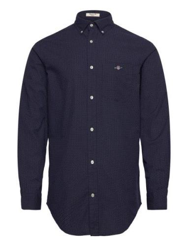 GANT Reg Micro Print Shirt Marinblå