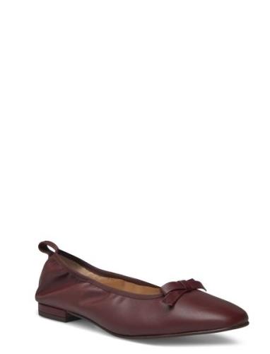 ALOHAS Freya Brown Leather Ballet Flats Brun