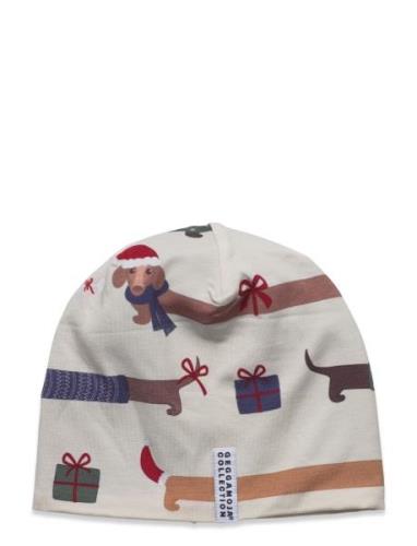 Geggamoja Bamboo Beanie Fleece Santa Dogs 65 S 2-4 Year Kräm