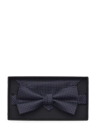 Lindbergh Black Polyester Bow Tie With Dots Marinblå