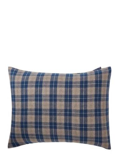 Lexington Home Denim Blue/Beige Checked Cotton Flannel Pillowcase Blå