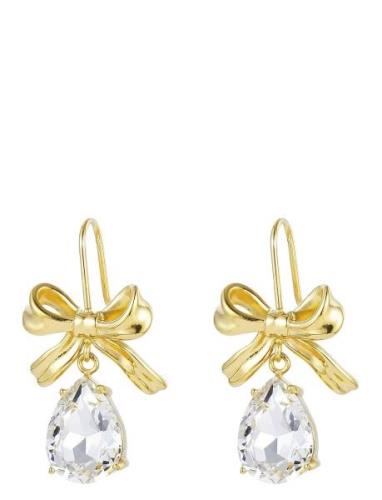 Bud To Rose Bow Crystal Earring Guld