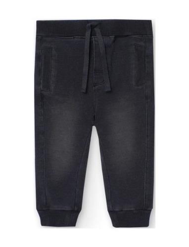 Boboli Fleece Denim Trousers For Baby Boy -Bci Svart