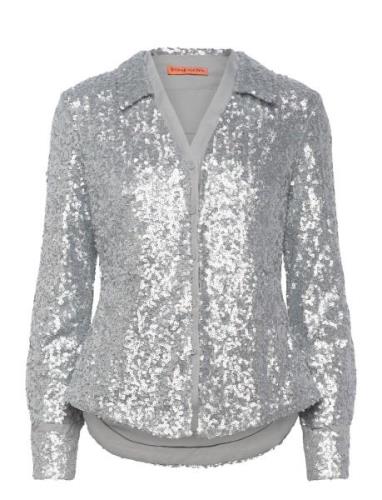 STINE GOYA Double Collar Shirt, 2260 Sequins Silver