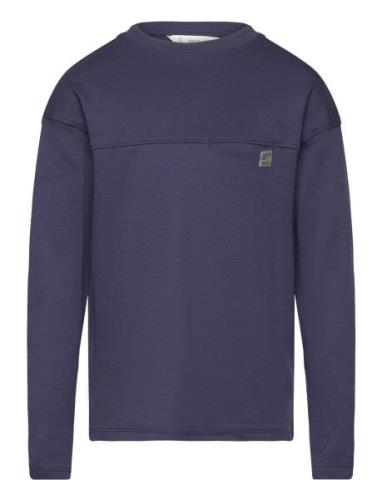 Mango Long Sleeve Cotton T-Shirt Marinblå