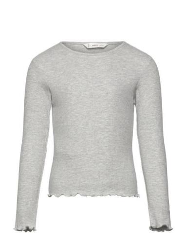 Mango Ribbed Long-Sleeved T-Shirt Grå