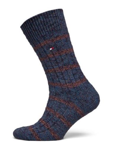 Tommy Hilfiger Th Men Sock 1P Special Mouline Stripe Marinblå