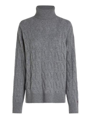 Tommy Hilfiger Soft Wool Cable Roll-Nk Sweater Grå