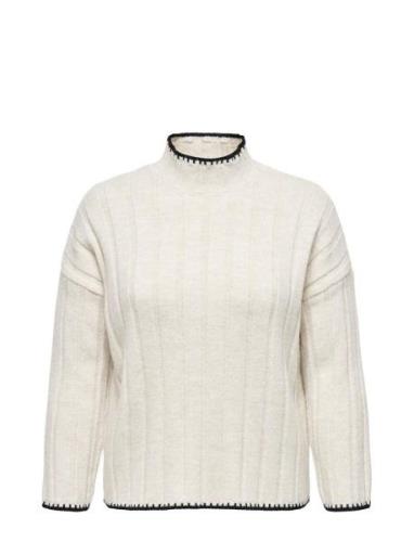 ONLY Carmakoma Carchick Stitch Ls Highneck Pull Knt Vit