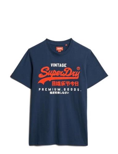 Superdry Duo Vintage Logo T Shirt Marinblå