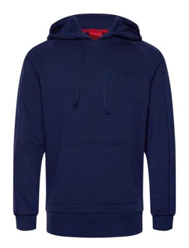 HUGO Tonal Logo Hoodie Blå