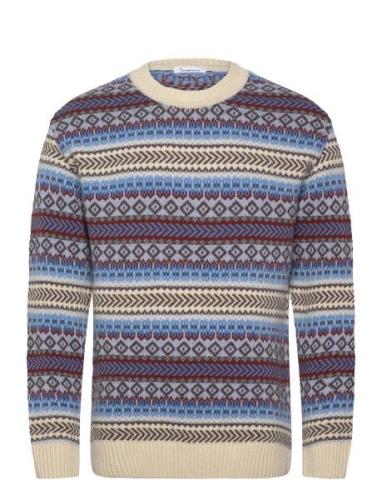 Knowledge Cotton Apparel Knitted Fair Isle Crew Neck - Rws Multi/patte...