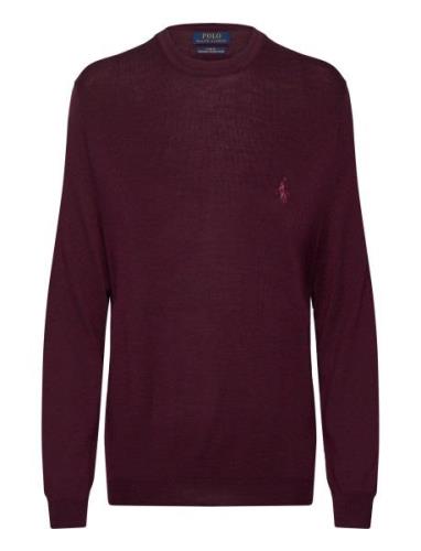 Polo Ralph Lauren Slim Fit Washable Wool Crewneck Sweater Burgundy