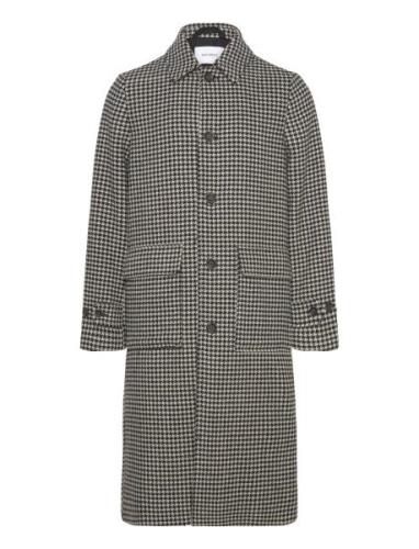 Les Deux Maximilian Houndstooth Wool Coat Svart