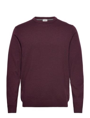 Lindbergh Black 100 % Merino Crew Neck Knit Burgundy