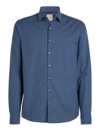 Calvin Klein Flannel Solid Slim Shirt Blå