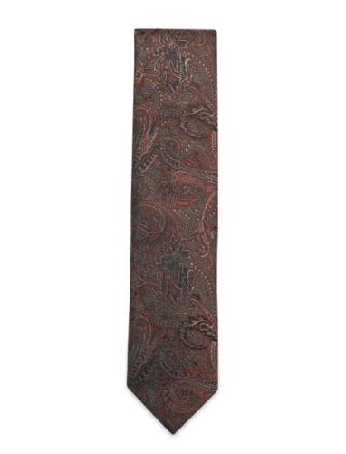 Lindbergh Black Paisley Pattern Tie 7 Cm Brun