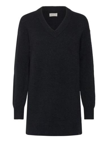 Calvin Klein Jeans Textured Sweater V-Neck Dress Svart