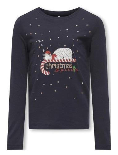 Kids Only Kogxmas Life Yrsa Life Reg L/S Top Jrs Marinblå