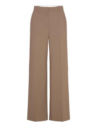 Mango Pleated Suit Trousers Brun