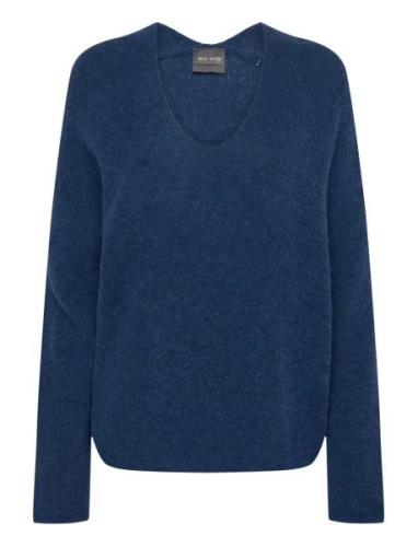 MOS MOSH Mmthora V-Neck Knit Blå