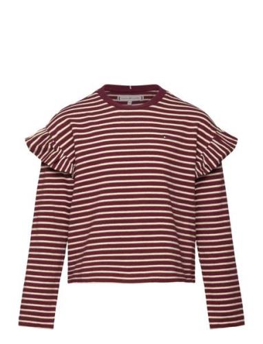 Tommy Hilfiger Stripe Tee Ls Burgundy