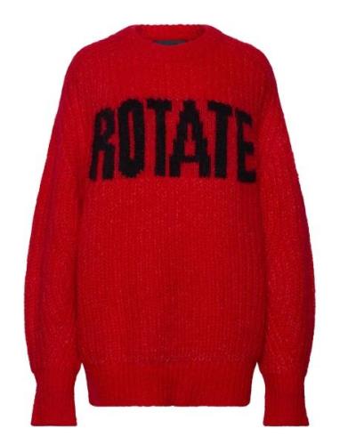 ROTATE Birger Christensen Knitted Logo Sweater Röd