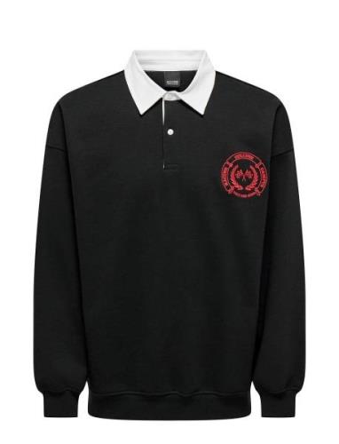 ONLY & SONS Onsdavid Rlx Rugby Polo 3105 Swt Svart