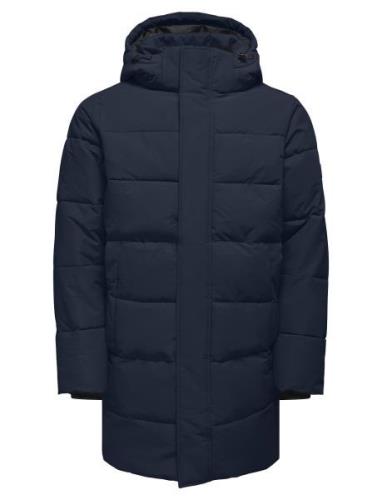 ONLY & SONS Onscarl Life Long Quilted Coat Otw Noos Marinblå