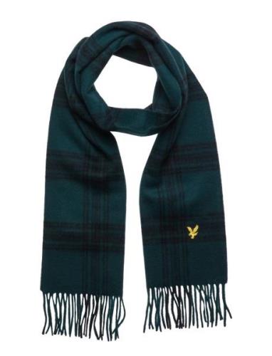 Lyle & Scott Check Lambswool Scarf Grön