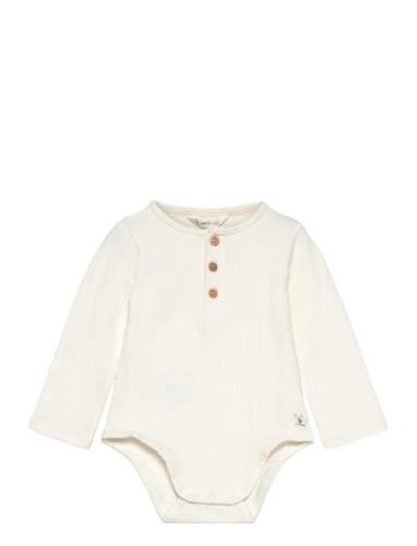 Mango Cotton Bodysuit Buttons Kräm