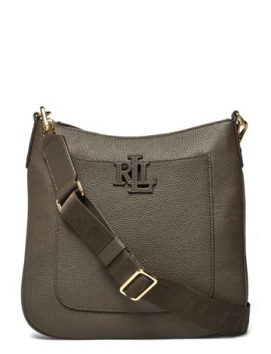 Lauren Ralph Lauren Pebbled Leather Large Cameryn Crossbody Khaki Gree...