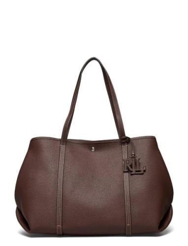 Lauren Ralph Lauren Pebbled Leather Large Emerie Tote Bag Brun