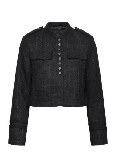 French Connection Felice Tweed Military Jacket Svart