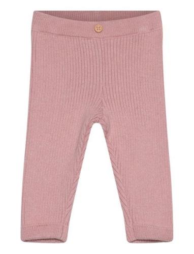 Mango Cotton Ribbed Leggings Rosa