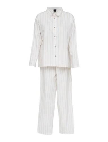 Høie Of Scandinavia Pilen Yarndyed Flannel Pyjamas Vit