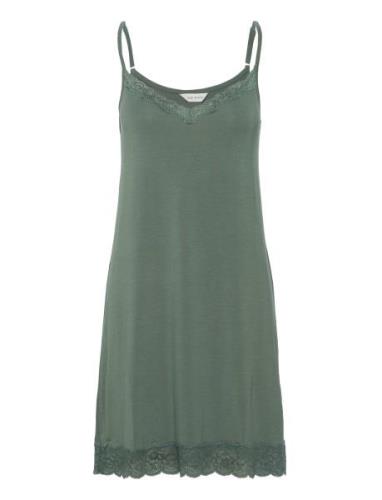 Lady Avenue Bamboo Slip With Lace Khaki Green