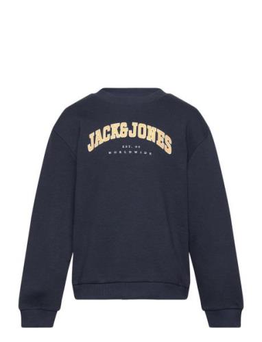 Jack & J S Jjecaleb Varsity Sweat Crew Nck Noos Mni Marinblå