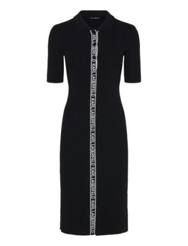 Karl Lagerfeld Sslv Logo Knit Dress Svart