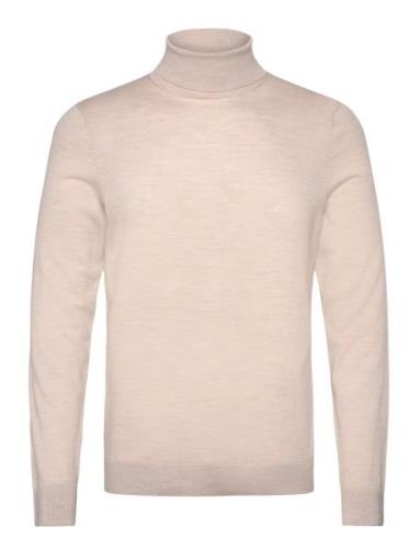 Selected Homme Slhtray Ls Knit Merino Roll Neck Noos Beige