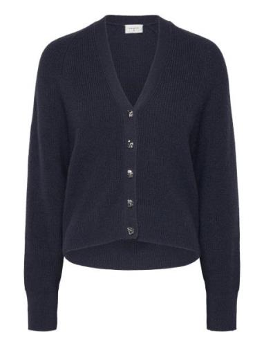 Dante6 Kyle Cropped Rib Cardigan Marinblå